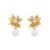 Brinco Dourado com Folhas em Zircônia e Pérolas